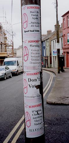 Posters on pole