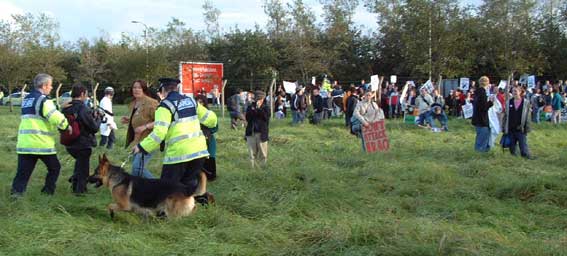 Police dogs used on anti war protesters at Shannon airport