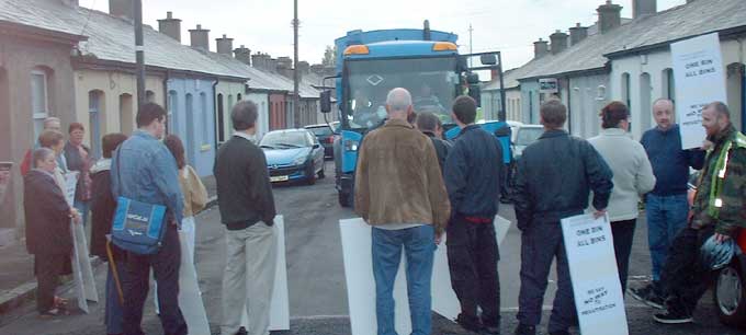 Bin truck blocked in Stoneybatter