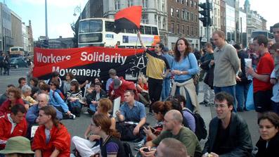 Sit down protest on O'Connel st bridge